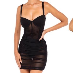 HEIRESS BEVERLY HILLS Black Corset Mesh Dress